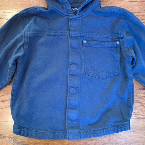 Zara Boys Hooded Navy Blue Snap Closure Denim Jacket MSRP $45 | Size 3-4 Years - Picture 3 of 13